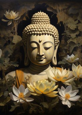 Buddha And Lotus Flowers