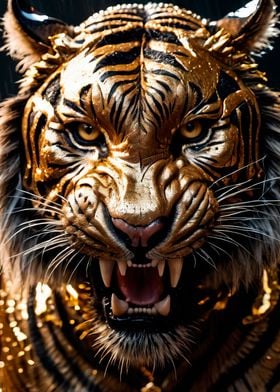 black and gold tiger art