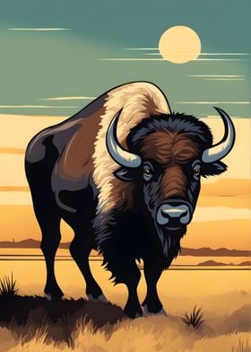 Buffalo Roaming the Plains