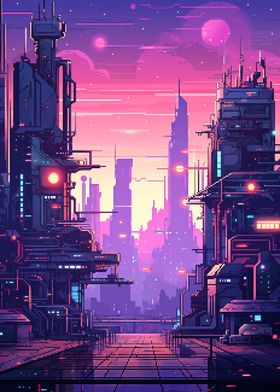 Space Scifi City Pixel Art