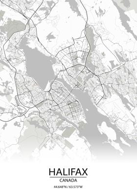 Halifax Canada White Map