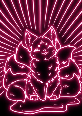 neon cute kitsune fox