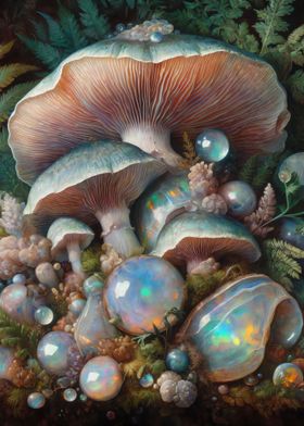 Mushrooms and opal