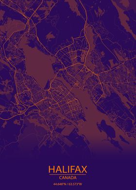 Halifax Canada Purple Map