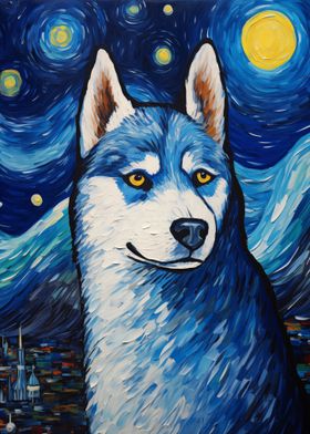 Siberian Husky Van Gogh 