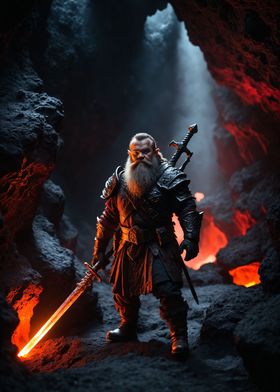 Dwarf in a lava cave