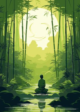 Poster  Zen attitude et sapins  A3 ( 42x30cm ) 