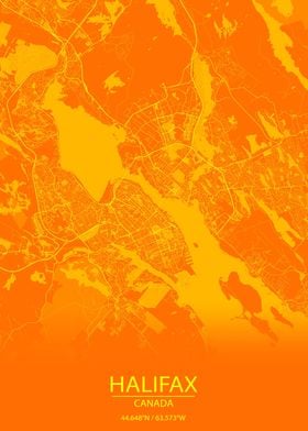 Halifax Canada Orange Map