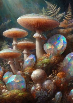 Mushrooms and crystals