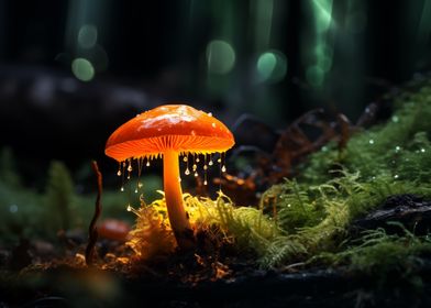 Moss and orange mushroom