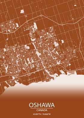 Oshawa Ontario Brown Map