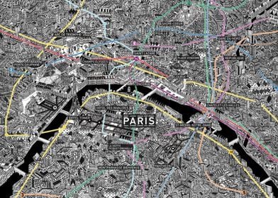 Paris city metro map