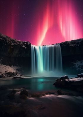 Waterfall Northern Lights