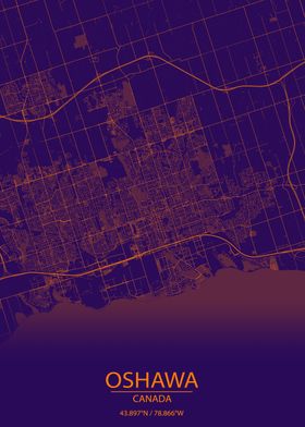 Oshawa Ontario Purple Map