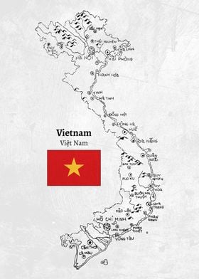 Handdrawn Vietnam Map