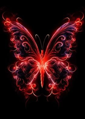 Neon Red Butterfly