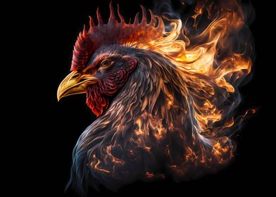 Rooster made by fire