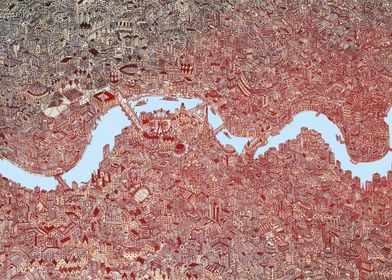 Red retro London city map