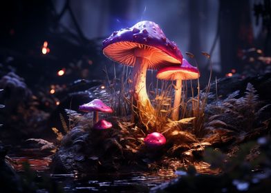 Sharp purple mushrooms
