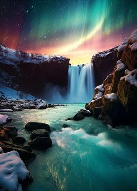 Northern Lights Waterfall