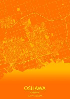 Oshawa Ontario Orange Map