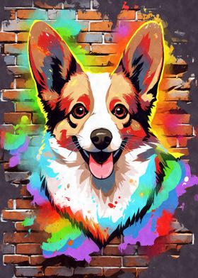 Welsh Corgi Dog Graffiti