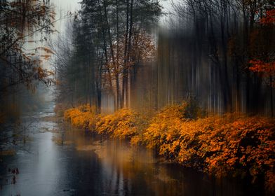 Autumn landscape by river