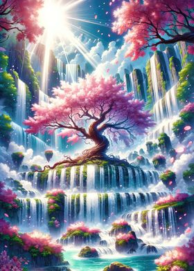 Cherry Blossom Waterfall