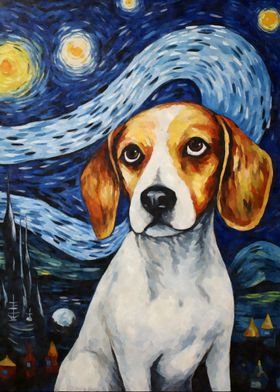 Beagle Dog Starry Night