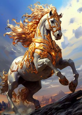 Gold Ivory Wild War Horse