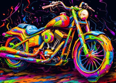Watercolor Motorcycle Deco