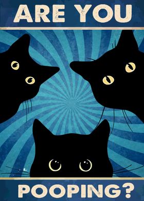 Metal Poster Displate Black Cat Are You Pooping With Magnet Mounting  System Included - Funny Bathroom