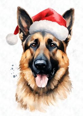 German Shepherd Santa Hat