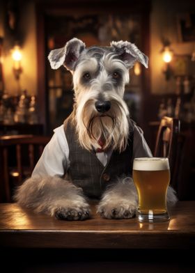 Schnauzer Dog in the Pub