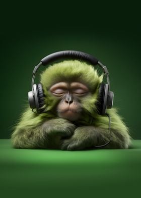 Cute Headphones Monkey