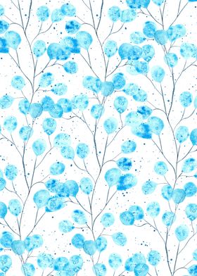 Blue Watercolor Plants