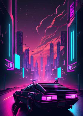 Retro wave car