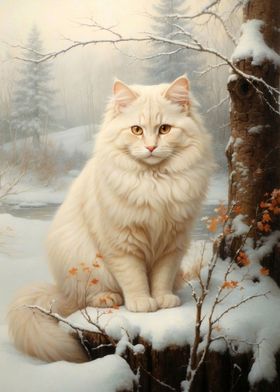 White Cat in Snow