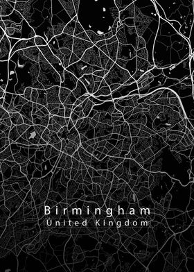 Birmingham City Map black