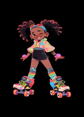 Roller Skating Girl Afro