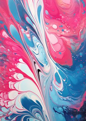 Pink Blue White Paint Pour