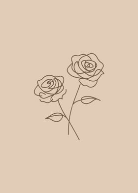 Pair of Roses Line Art