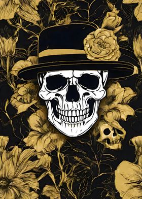 Black Gold Skull Flower