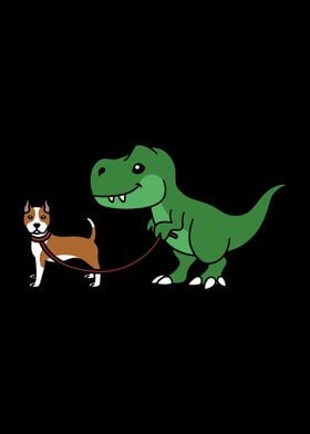 Amstaff Dog T Rex Dinosaur