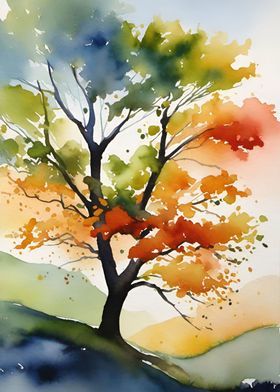 H Tree Watercolor
