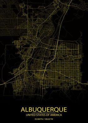 Albuquerque USA Yellow Map