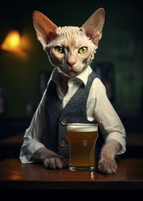 Devon Rex Cat in the Pub