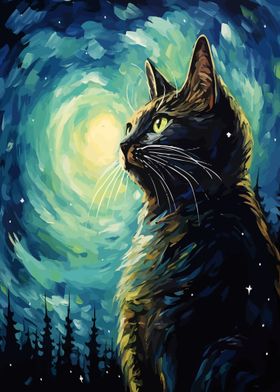 Starry Night Cat 