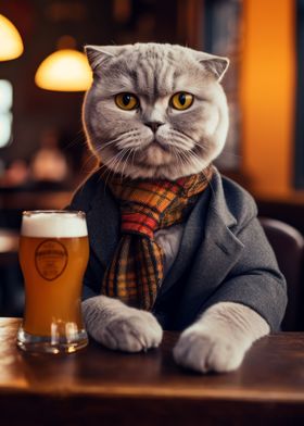 Scottish Fold Cat in Pub