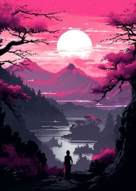 Japan Zen Nature Pixel Art